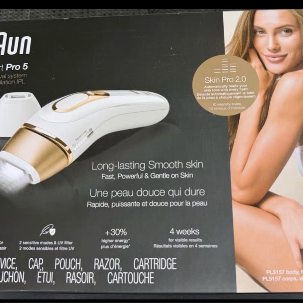 Braun IPL Hair Removal Device in White and Gold